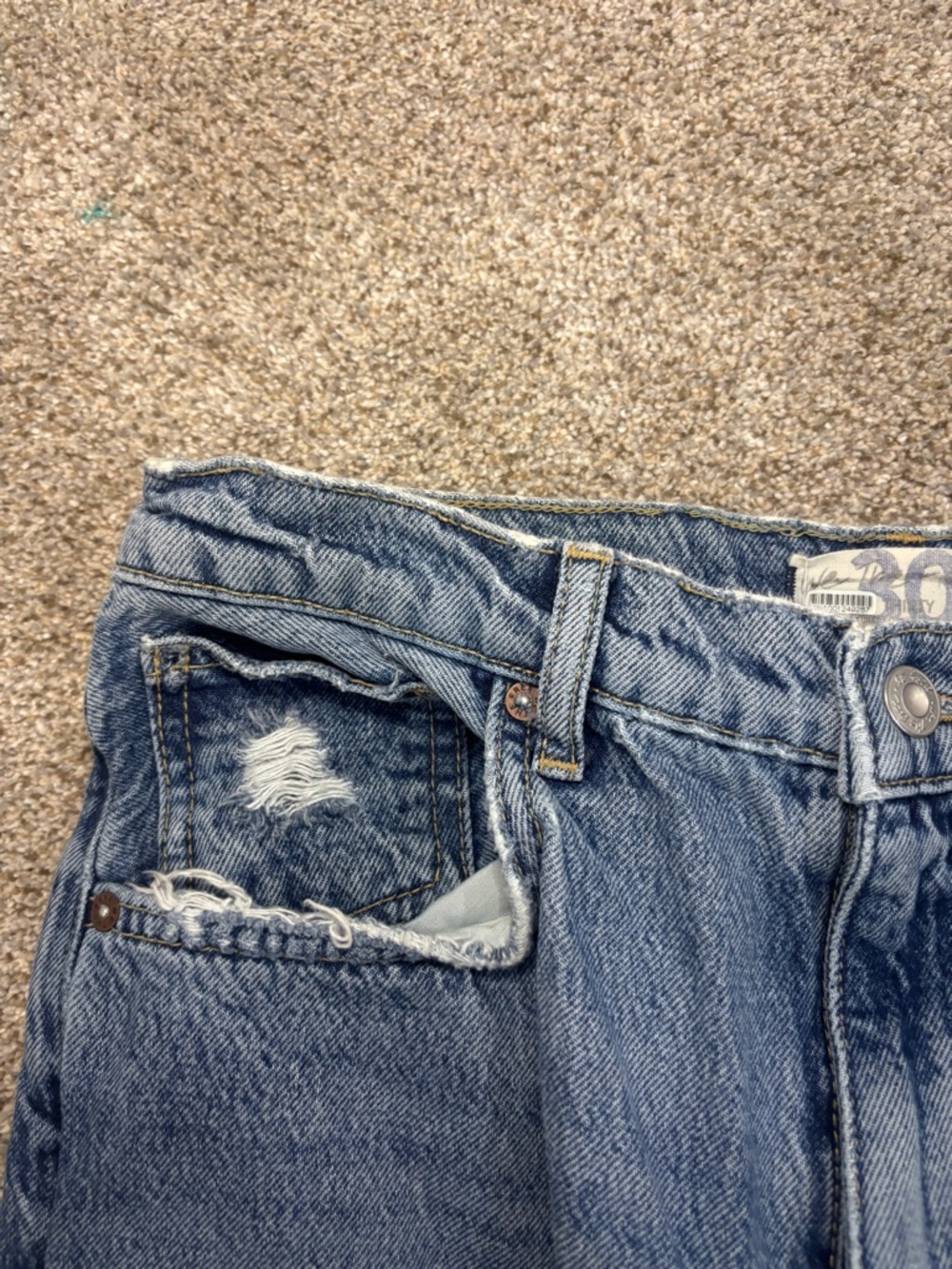 FREE PEOPLE Ripped Distressed Raw Hem High Rise Size 30 - Picture 3 of 10